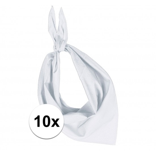 10x Bandana zakdoeken wit