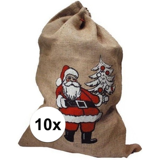 10x Kerstkado zakken voor de kerstman