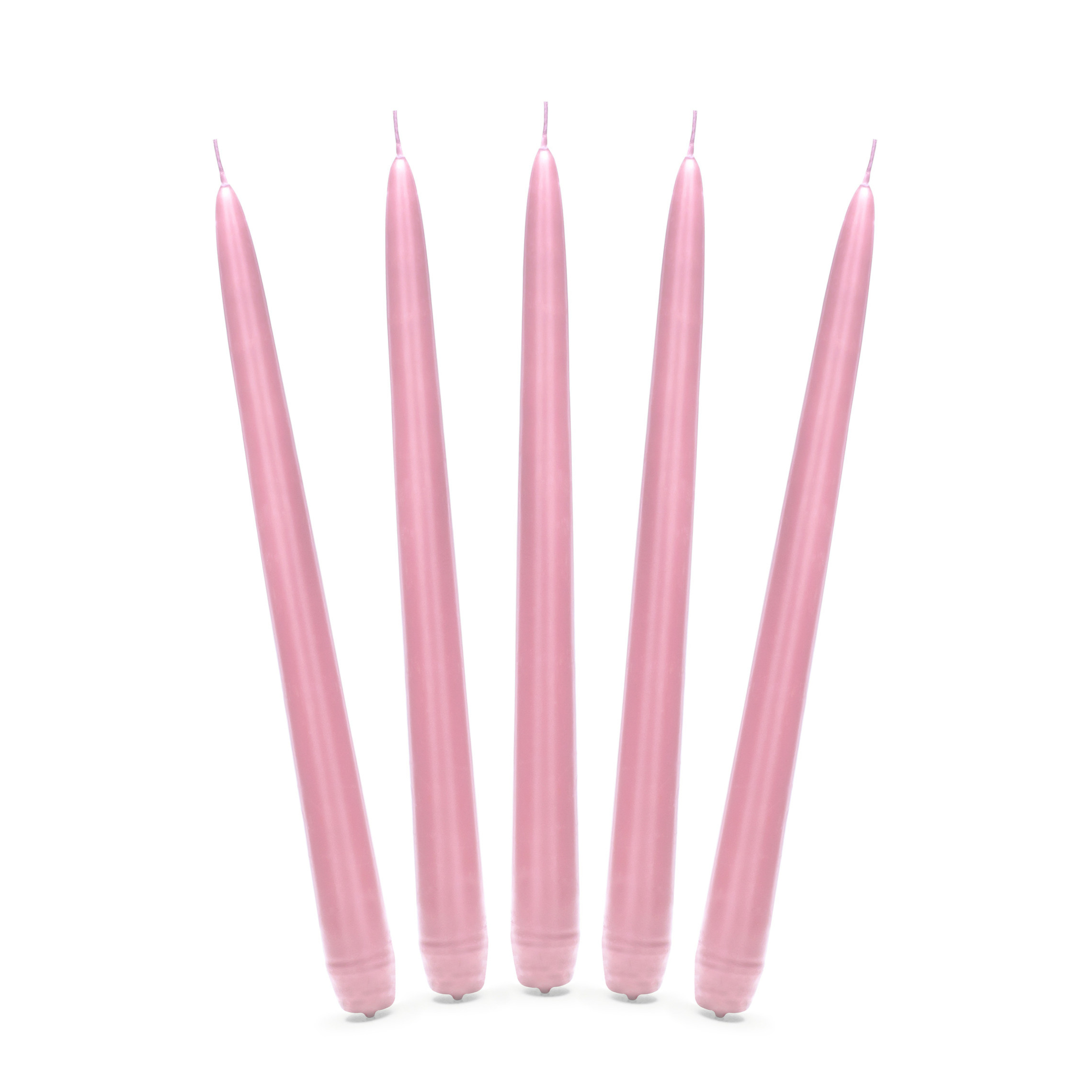 10x stuks Dinerkaarsen licht roze 24 cm