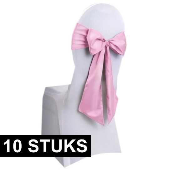 10x Trouwerij stoeldecoratie sjerp licht roze