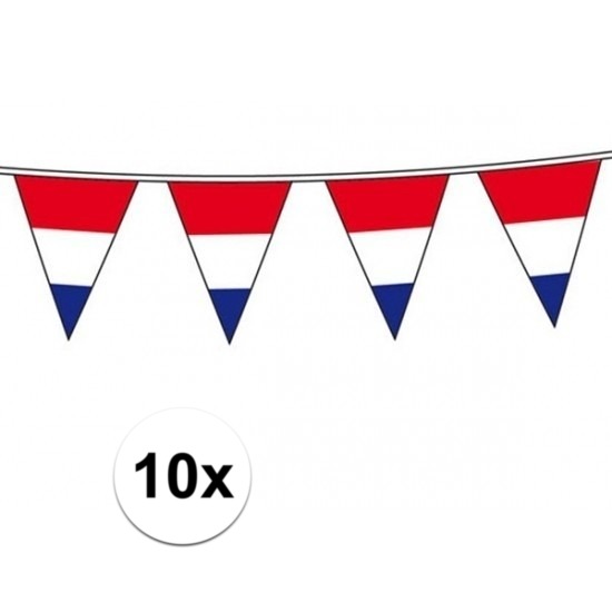 10x Vlaggenlijn Hollandse vlaggetjes