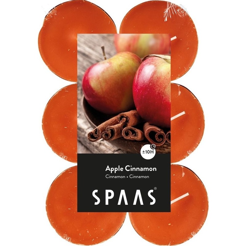 12x Grote maxi appelgeur-kaneelgeur waxinelichten-theelichten Apple Cinnamon geur 10 branduren
