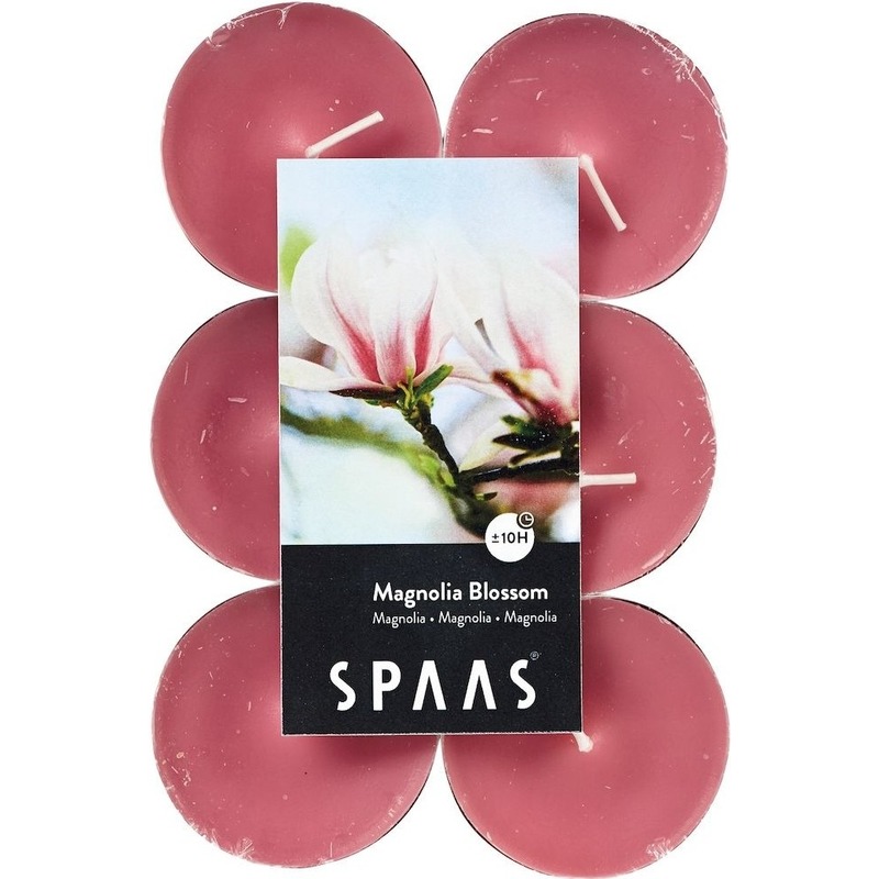 12x Grote maxi bloesemgeur-bloemengeur waxinelichten-theelichten Magnolia Blossom geur 10 branduren