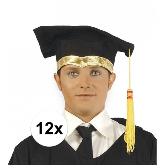 12x Luxe afstudeerhoedje-geslaagd hoedje met gouden details