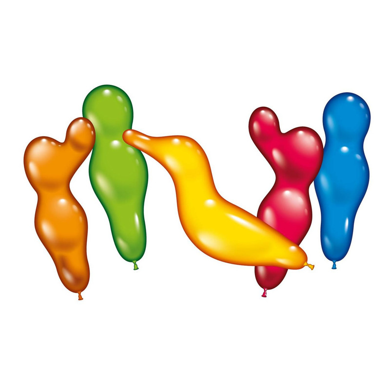 12x Multikleuren ballonnen figuren