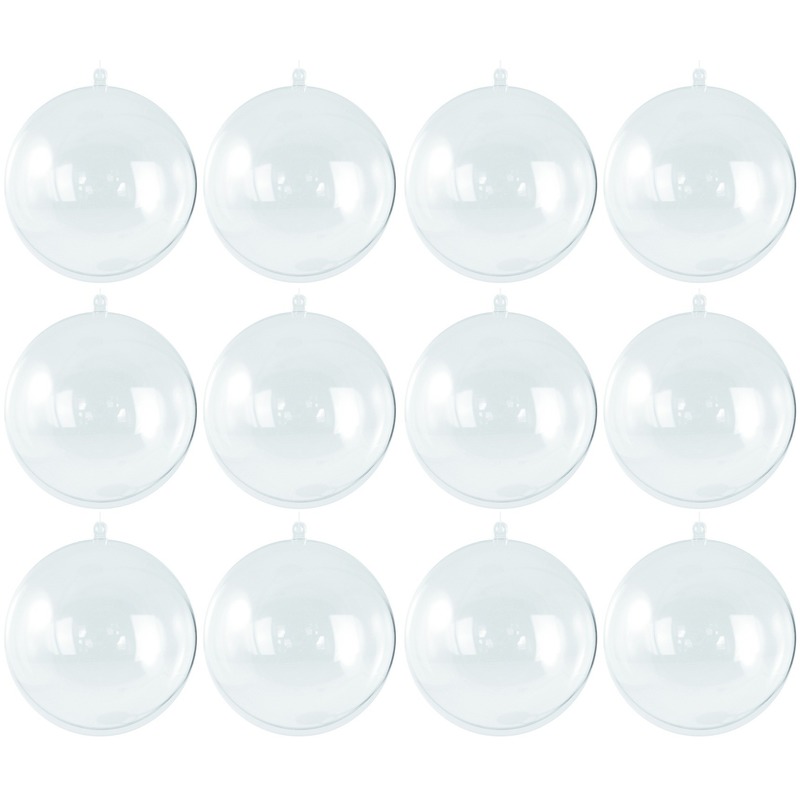 12x Plastic kerstbal vulbaar 8 cm