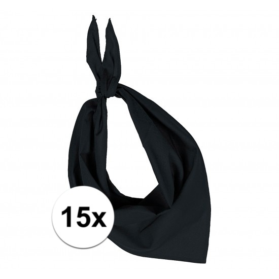 15x Bandana zakdoeken zwart
