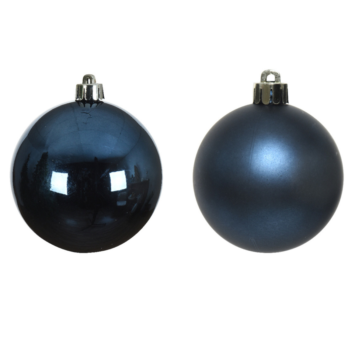 16x Donkerblauwe kerstballen 4 cm glanzende-matte kunststof-plastic kerstversiering