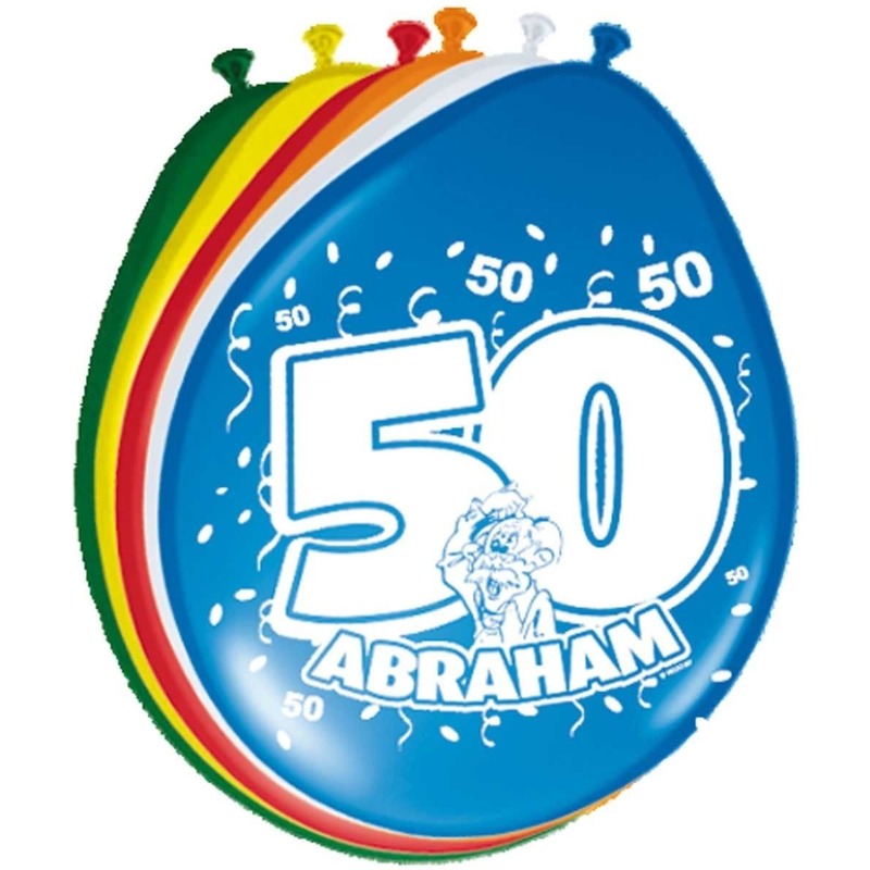 16x stuks Gekleurde ballonnen versiering 50 jaar Abraham