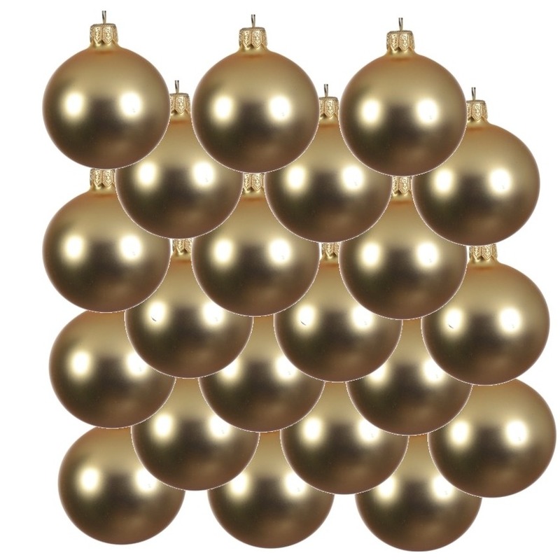 18x Gouden kerstballen 8 cm matte glas kerstversiering