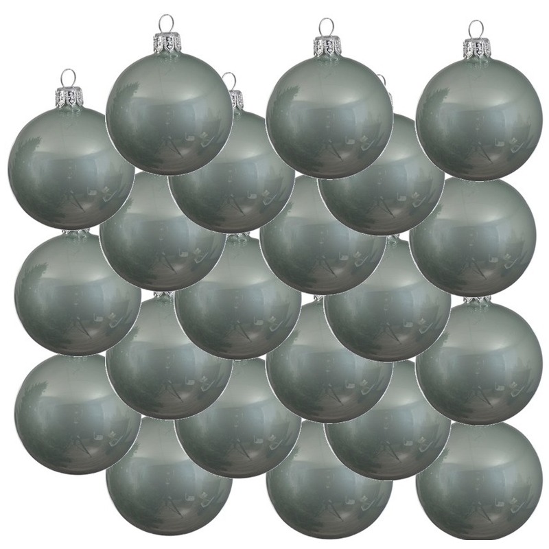 18x Mintgroene kerstballen 8 cm glanzende glas kerstversiering