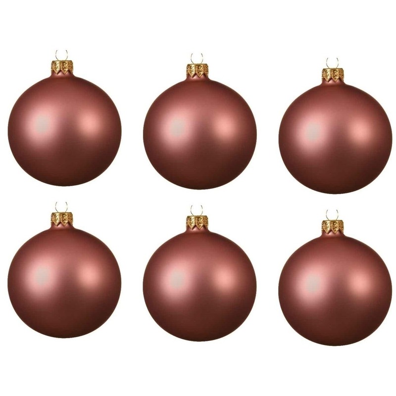 18x Oud roze kerstballen 8 cm matte glas kerstversiering