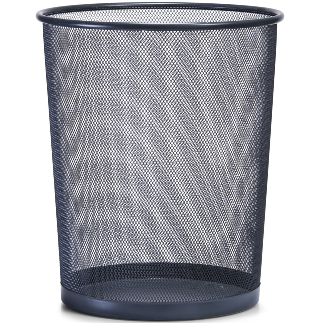 1x Antraciet grijze prullenbakje-vuilnisbakje rond van draadmetaal-mesh 29 x 35 cm