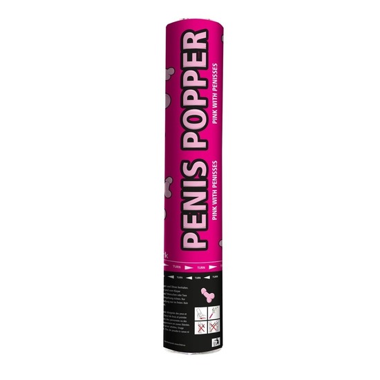 1x Confetti kanon roze penissen 28 cm