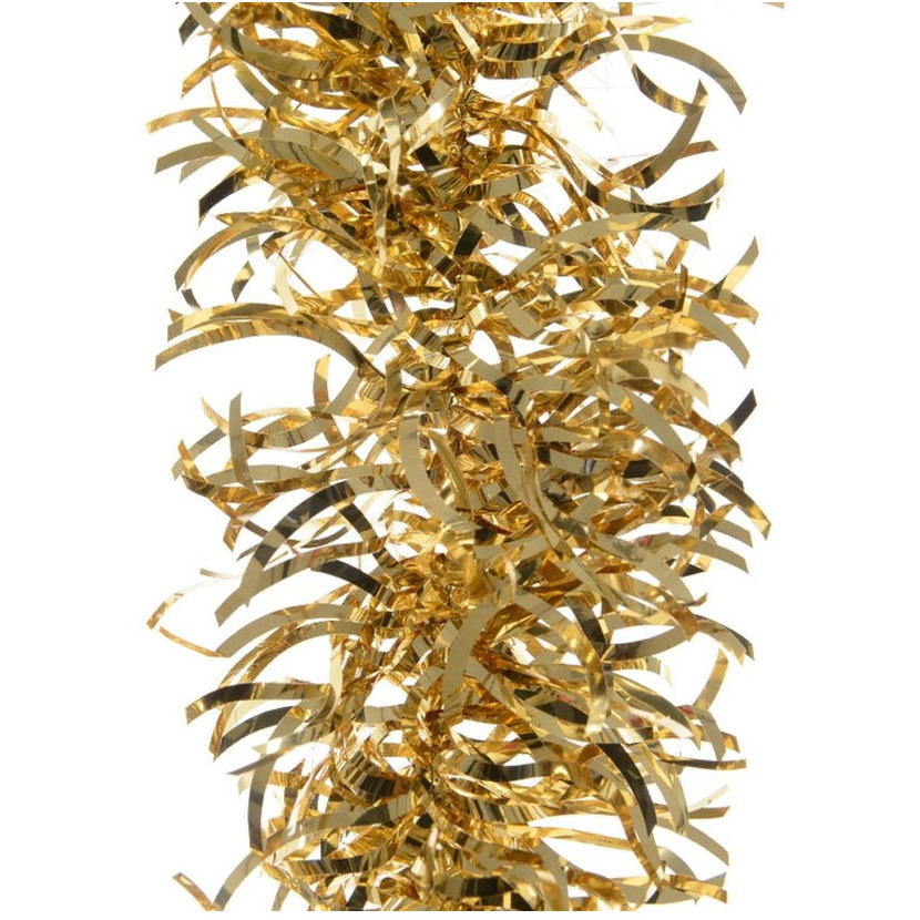1x Feestversiering folie slingers golf goud 10 cm breed x 270 cm kunststof-plastic kerstversiering