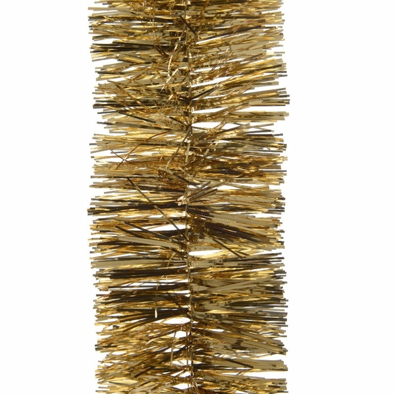 1x Feestversiering folie slingers goud 270 cm kunststof-plastic kerstversiering