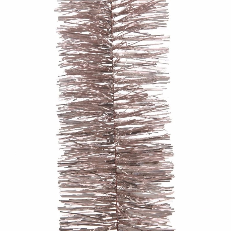 1x Feestversiering folie slingers lichtroze 7 x 270 cm kunststof-plastic kerstversiering