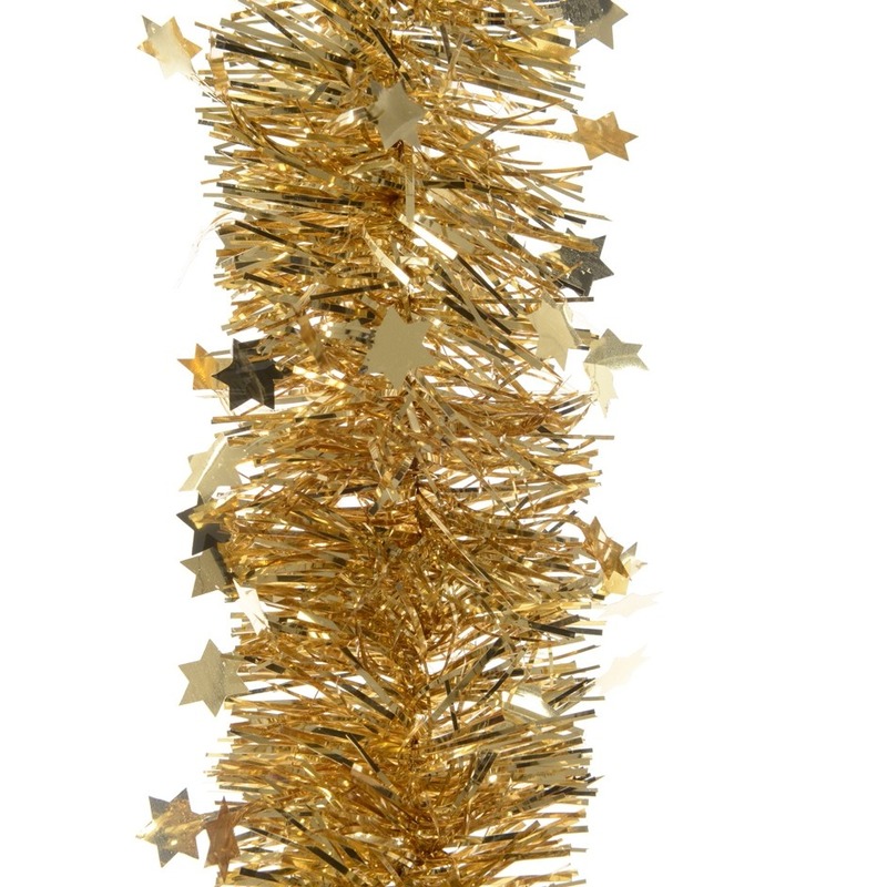 1x Feestversiering folie slingers sterretjes goud 270 cm kunststof-plastic kerstversiering