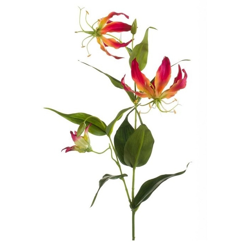 1x Gloriosa-Klimlelie kunstbloemen-kunstplanten rood-geel 75 cm