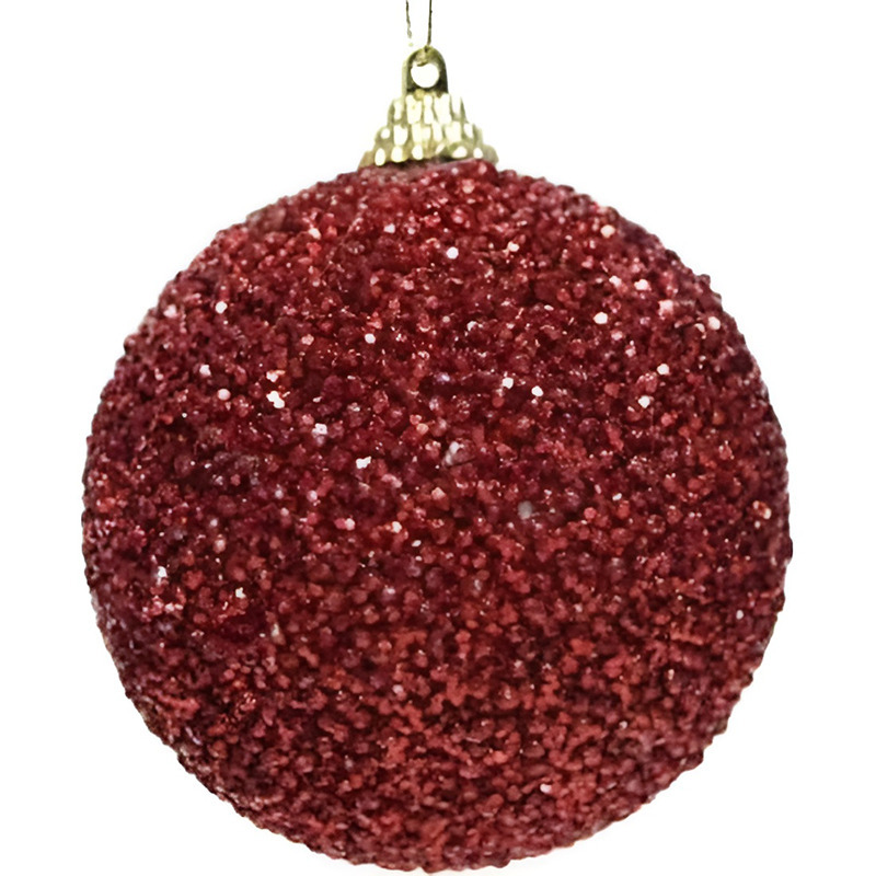 1x Kerst rode kerstballen 8 cm glitters-kraaltjes kunststof kerstversiering
