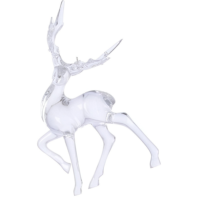 1x Kerstboomhanger-Kersthanger transparante lopende herten 14 cm kunststof