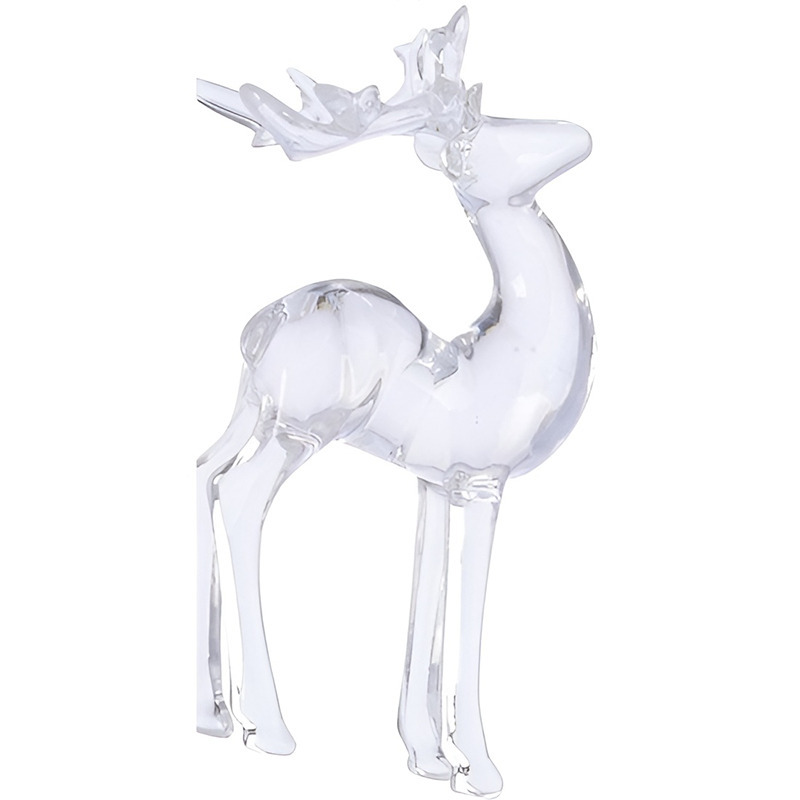 1x Kerstboomhanger-Kersthanger transparante staande herten 13 cm kunststof