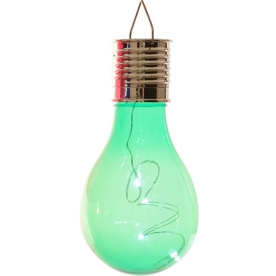 1x Solarlamp lampbolletje-peertje op zonne-energie 14 cm groen