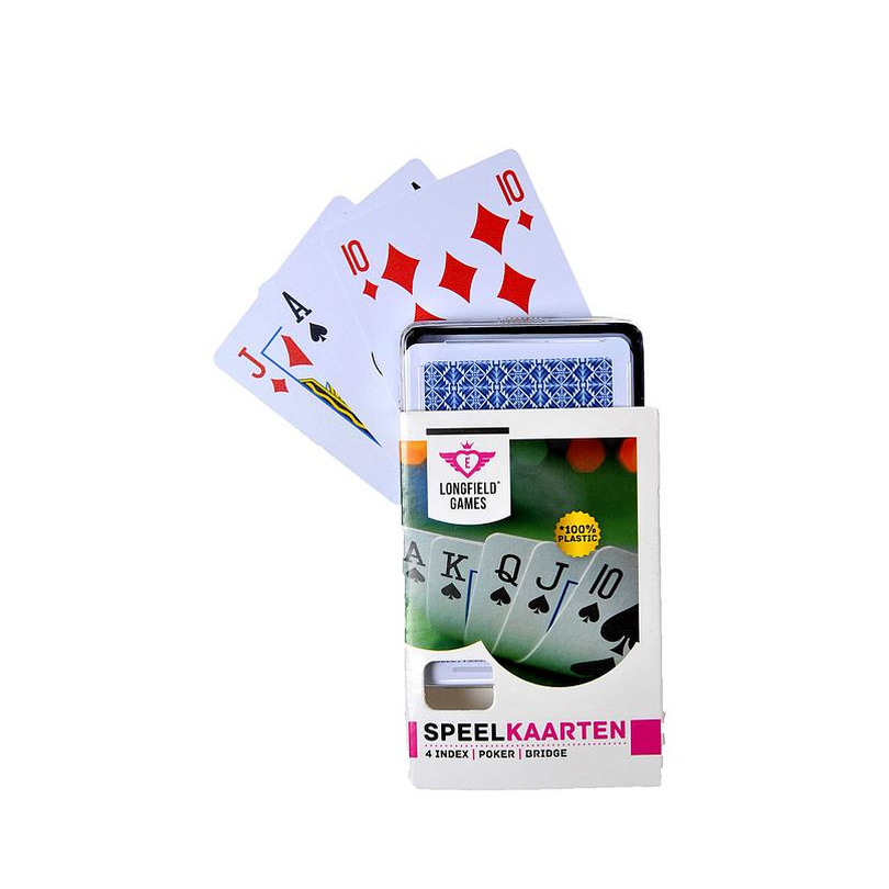 1x Speelkaarten plastic poker-bridge-kaartspel in box