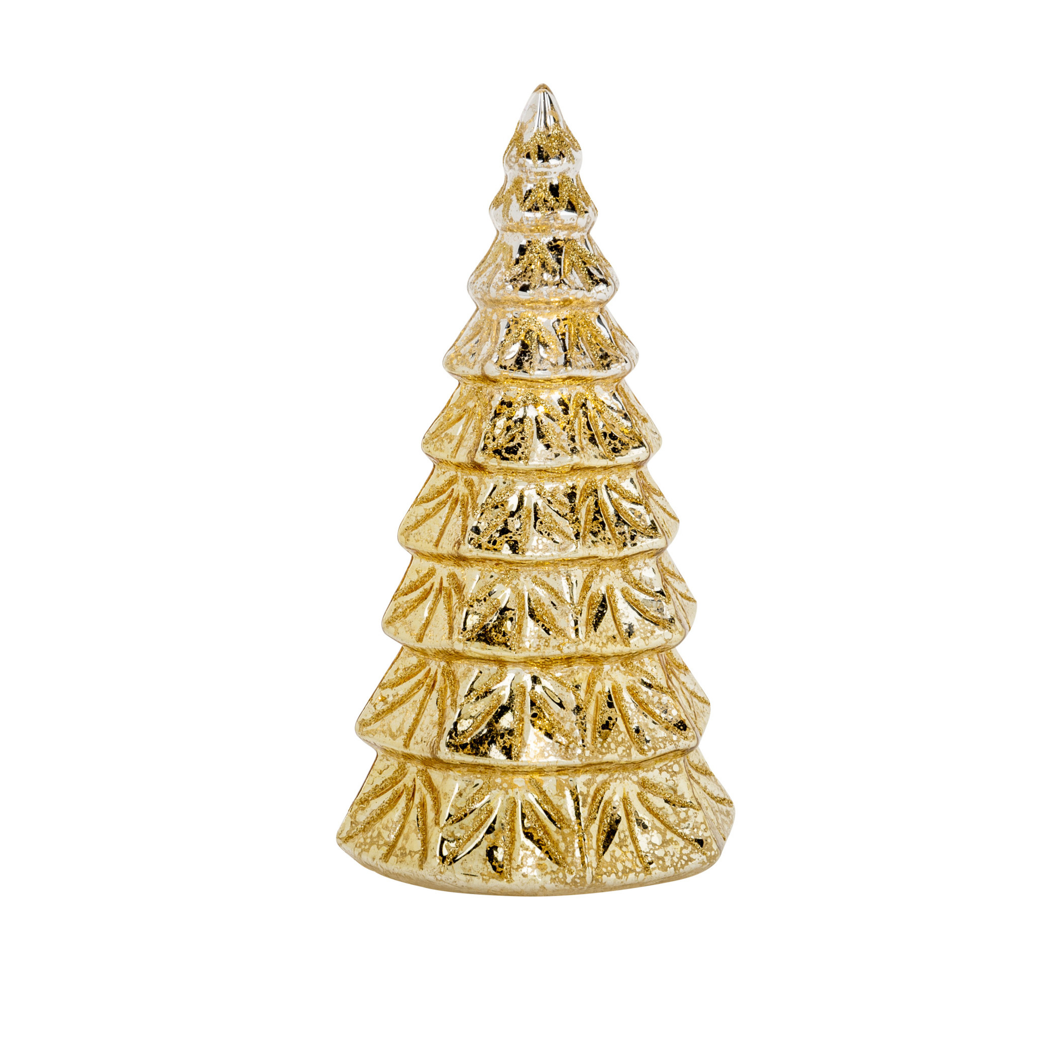 1x stuks led kaarsen kerstboom kaars goud D9 x H19 cm
