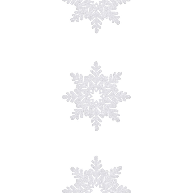 1x Witte foam sneeuw slingers met sneeuwvlokken 180 x 15 cm