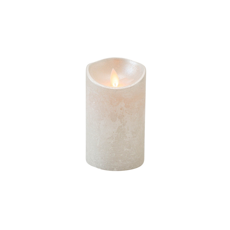 1x Zilveren LED kaarsen-stompkaarsen met bewegende vlam 12,5 cm