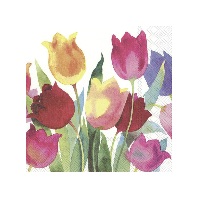 20x Gekleurde 3-laags servetten tulpen 33 x 33 cm