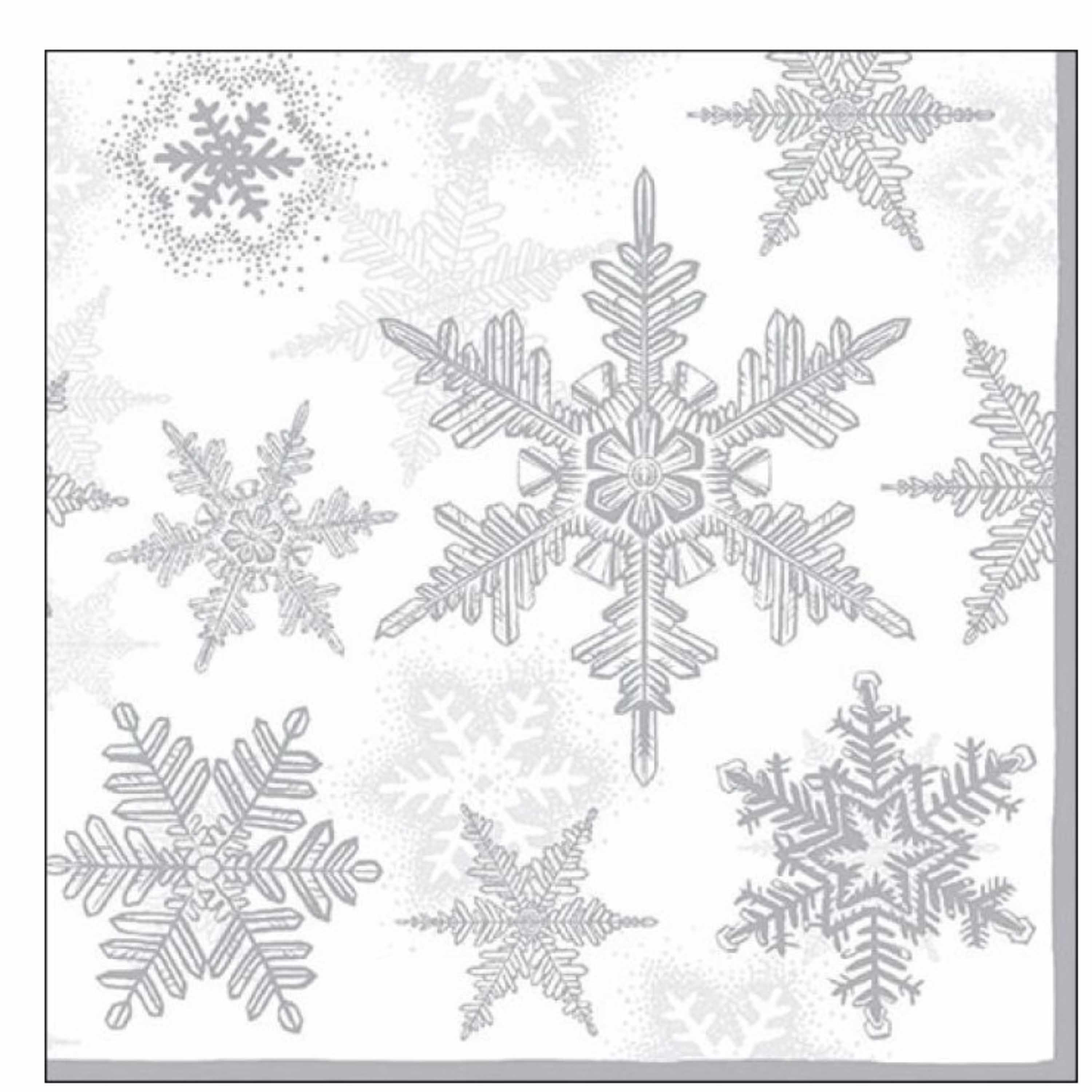 20x Servetten winter sneeuwvlokken thema wit-zilver 33 x 33 cm