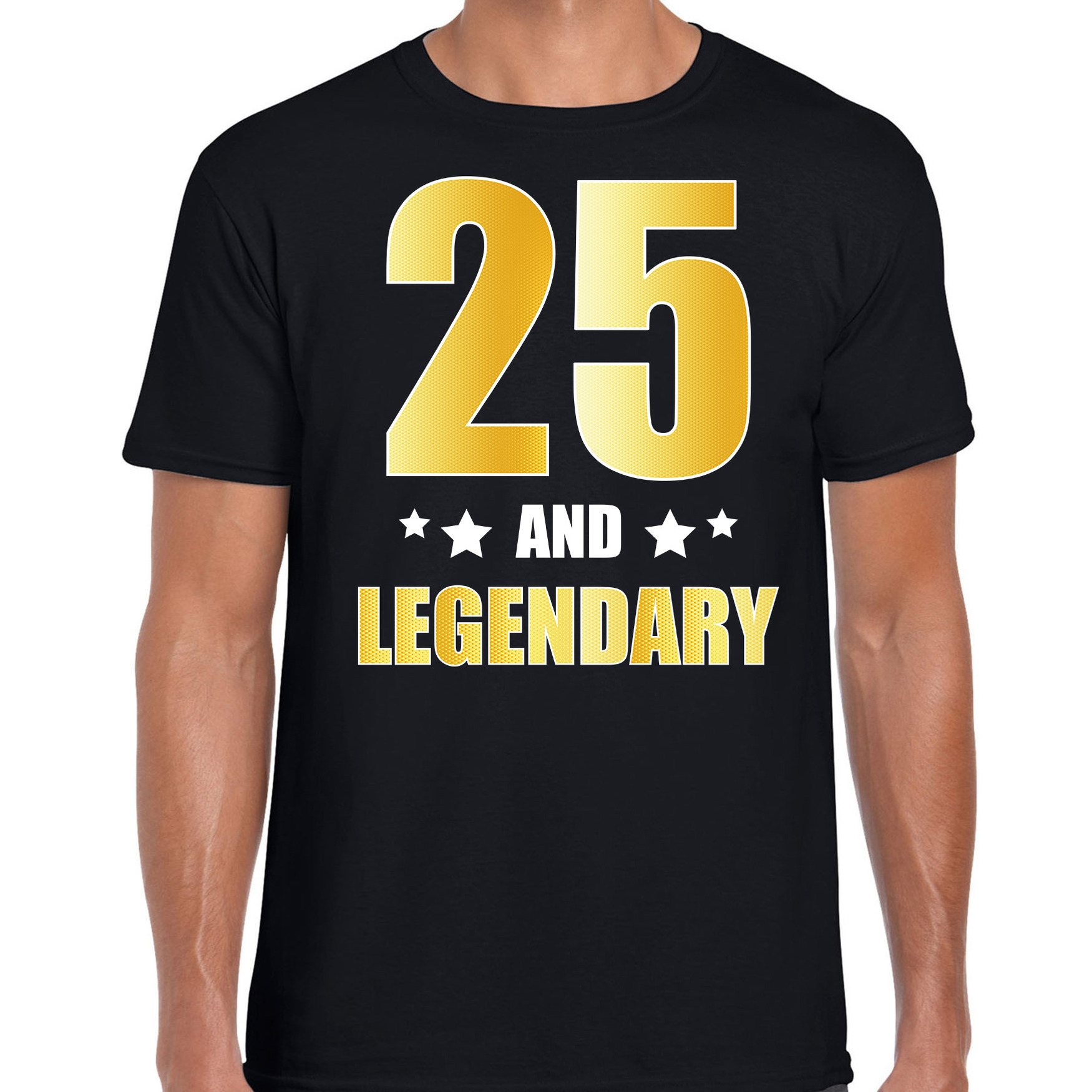 25 and legendary verjaardag cadeau t-shirt goud 25 jaar zwart voor heren