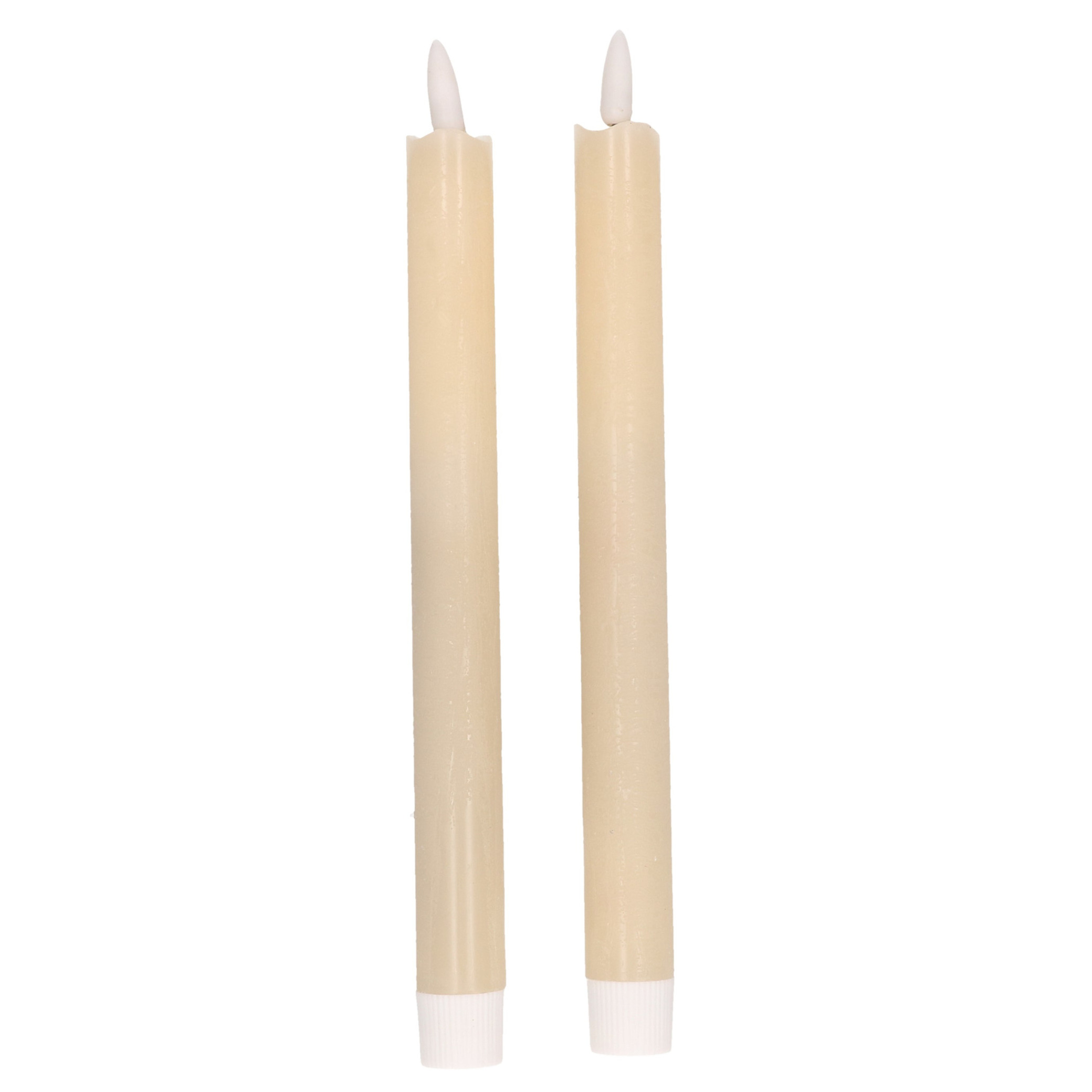 2x Creme witte LED kaarsen-dinerkaarsen 25,5 cm