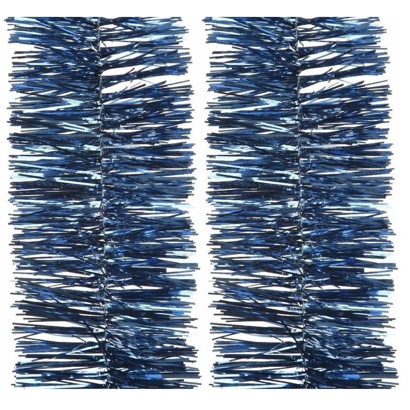 2x Feestversiering folie slinger donkerblauw 270 cm kunststof-plastic kerstversiering