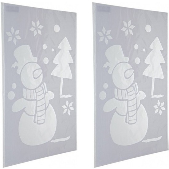 2x Kerst raamdecoratie sjablonen sneeuwpop 54 cm