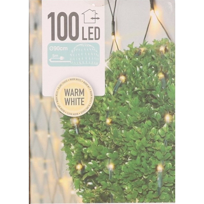 2x Kerst warm witte LED verlichting rond lichtgordijn 90 cm voor buxus bal-bol