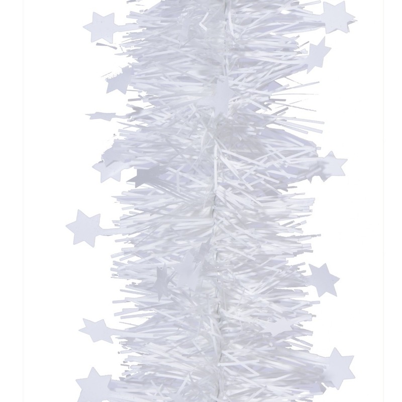 2x Kerstboom folie slinger met ster wit 270 cm