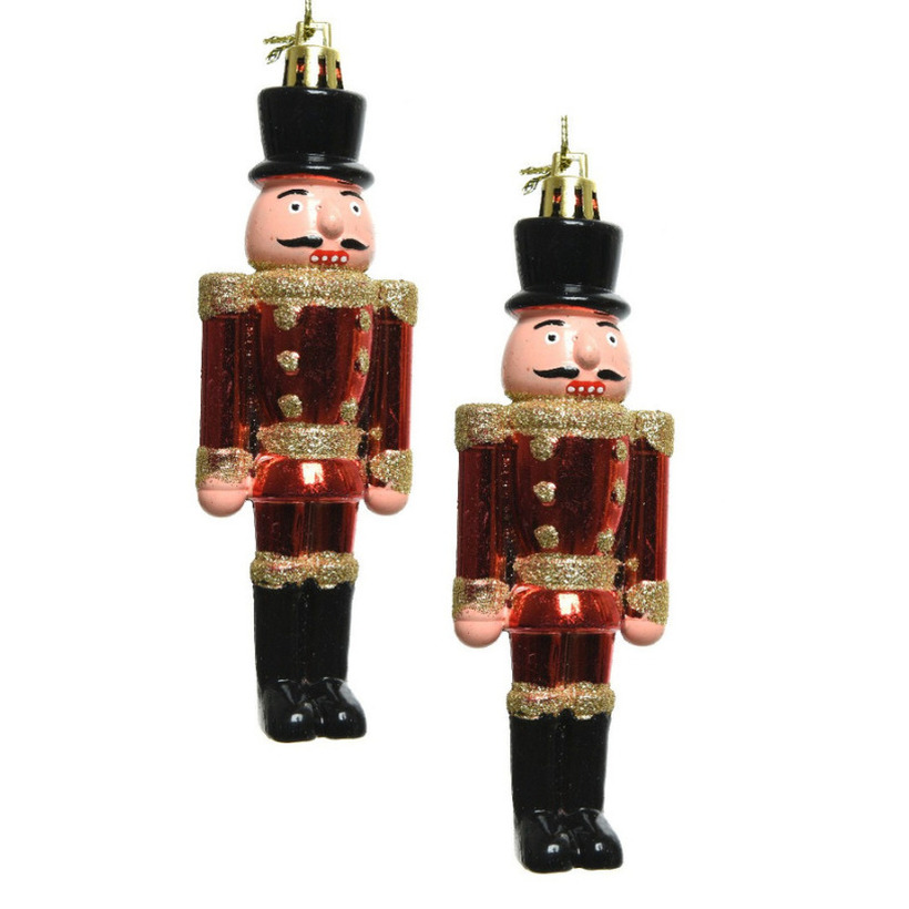 2x Kerstboomhangers notenkrakers poppetjes-soldaten rood 9 cm