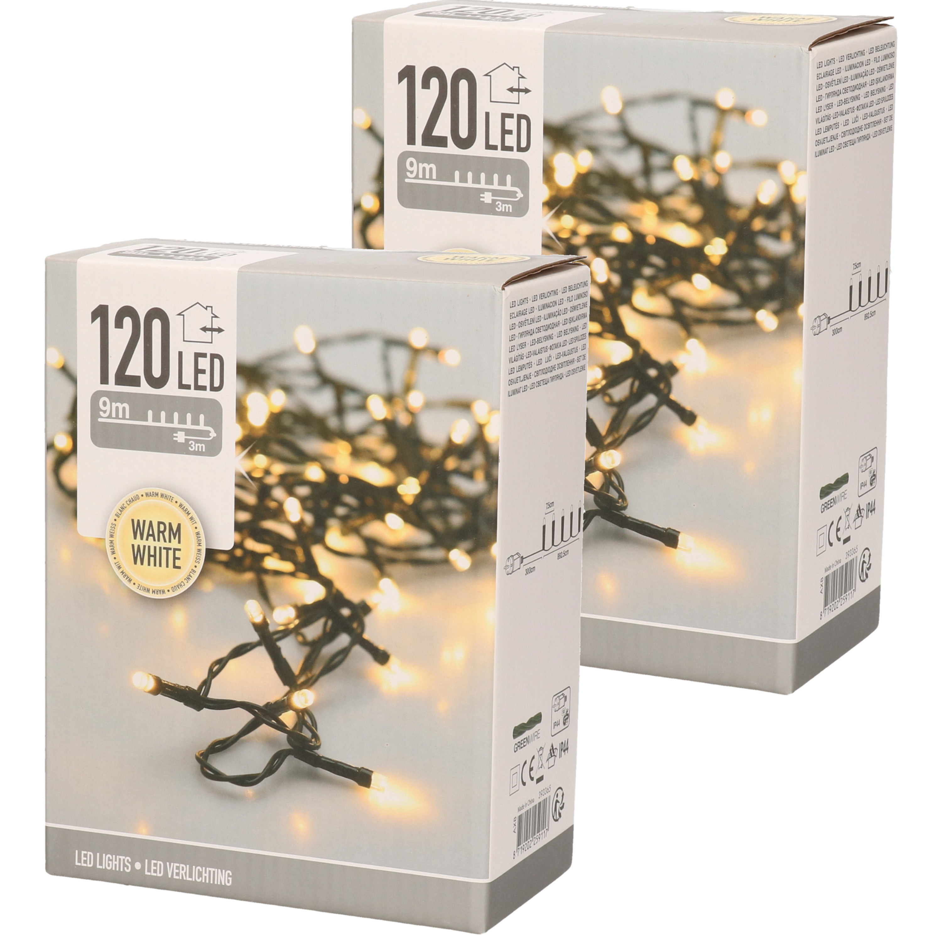 2x Kerstboomverlichting buiten 120 led-lampjes