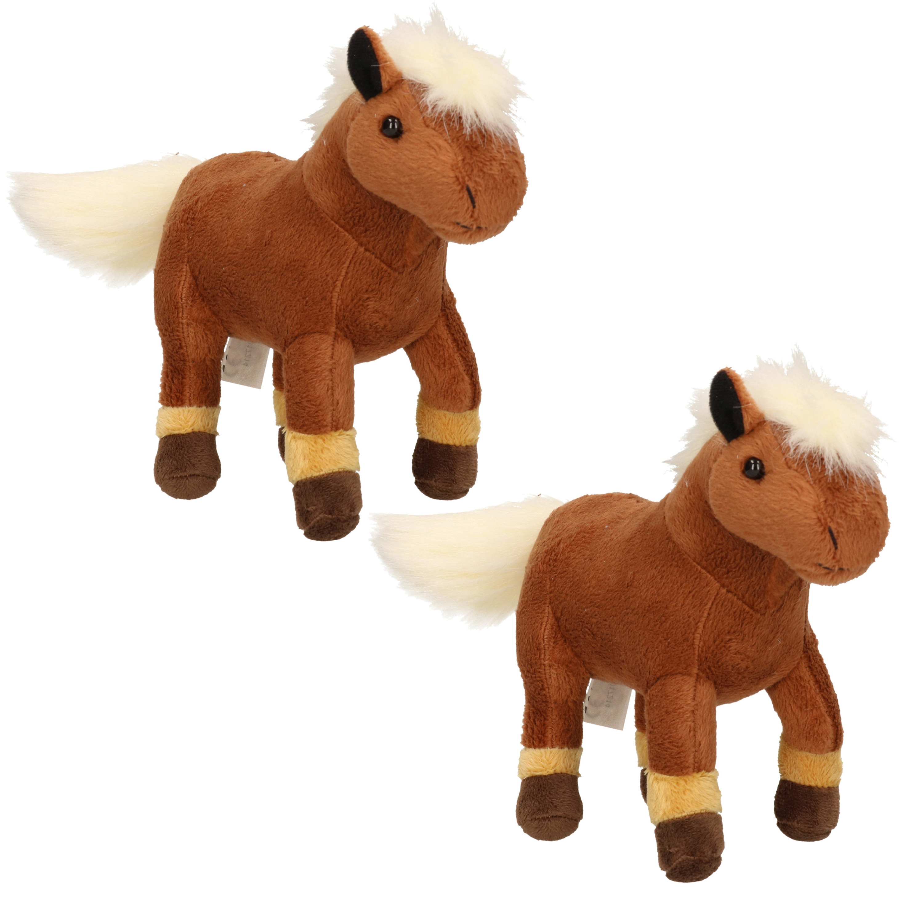 2x Knuffel paard bruin 26 cm knuffels kopen