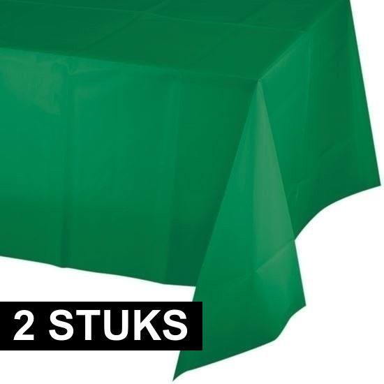 2x Plastic tafelkleed groen 137 x 259 cm