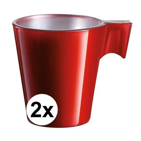 2x Rode espresso-koffie kop