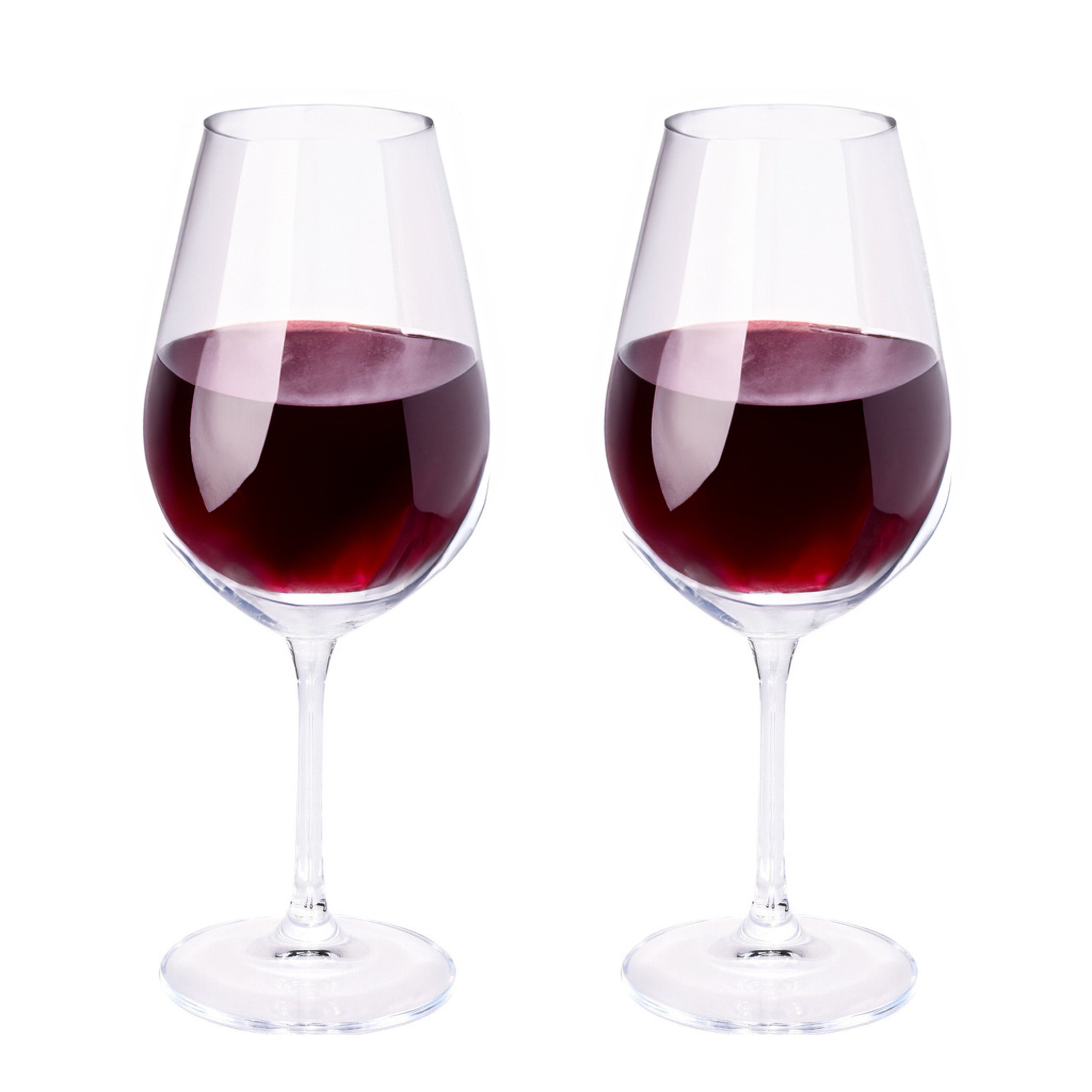 2x Rode wijnglazen 69 cl-690 ml van kristalglas