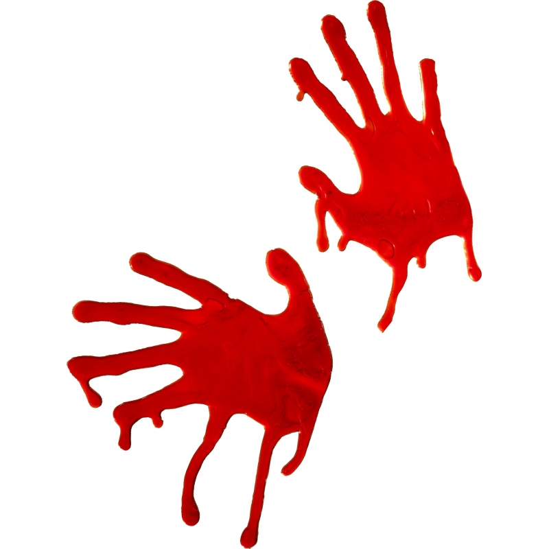 2x stuks bloederige horror handafdrukken raamdecoratie
