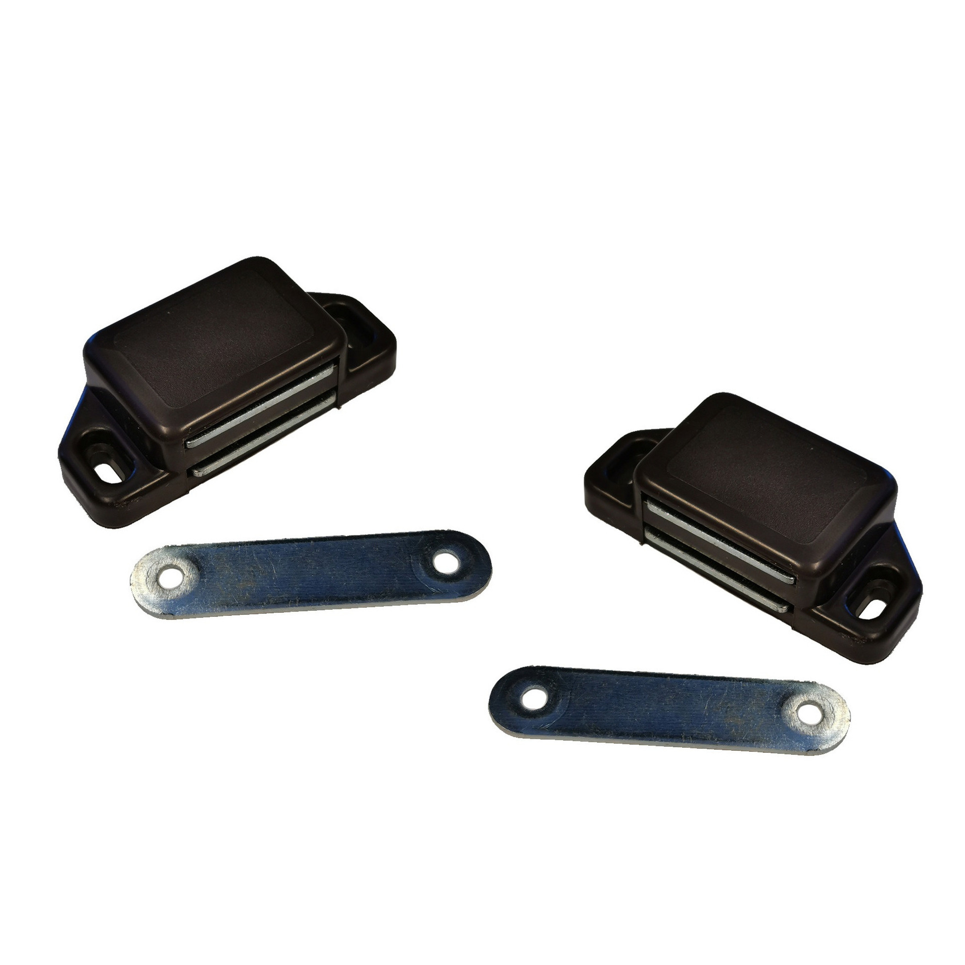 2x stuks magneetsnapper-magneetsnappers met metalen sluitplaat bruin 6 x 5,4 x 2,6 cm