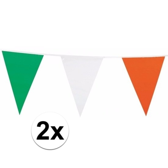 2x Vlaggenlijn groen-wit-oranje 7 meter