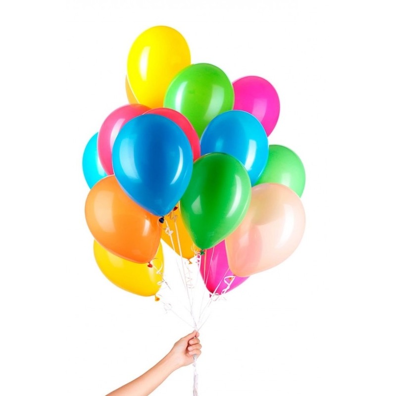 30x Gekleurde helium feest ballonnen met lint