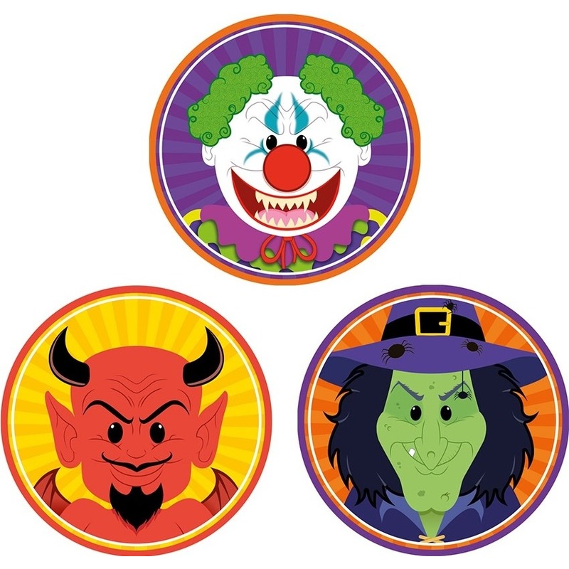 30x Horror-Halloween versiering-decoratie bierviltjes duiveltje-heksje-horror clowntje van karton